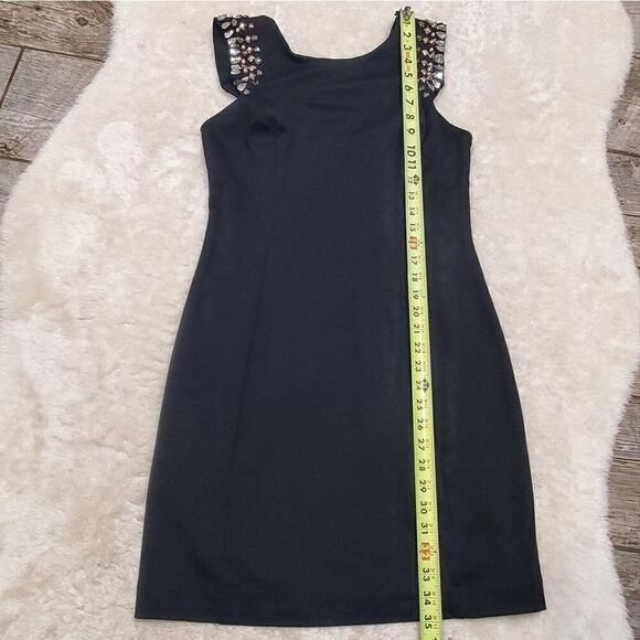 Aramodu Black Mini Sheath Dress with Shoulder Studs, Size Brazil 42 - US 8 - Picture 4 of 10
